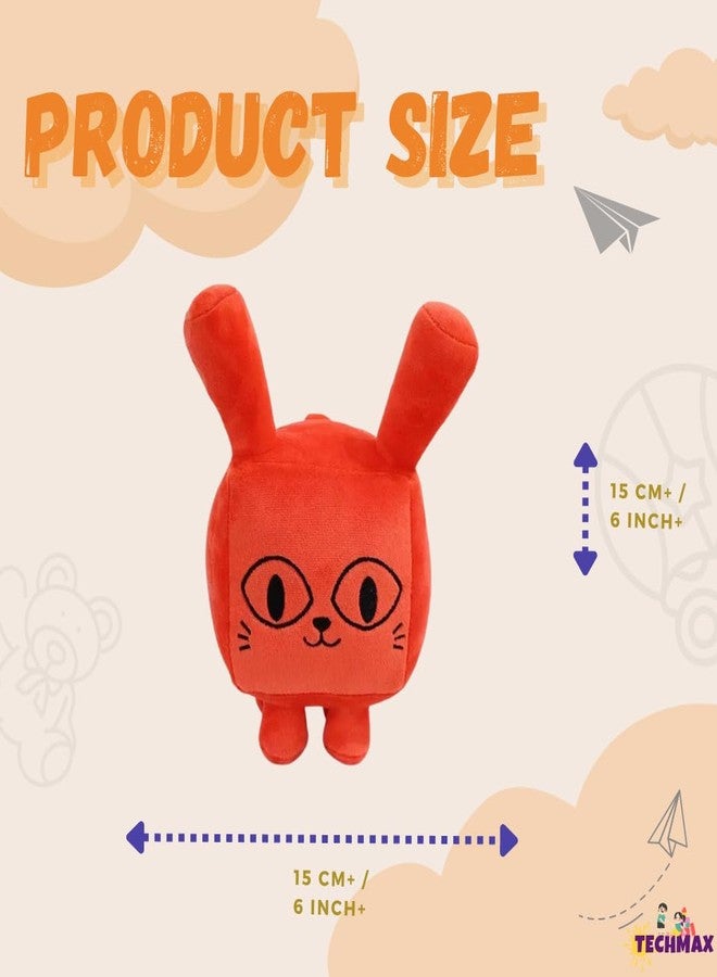 TechMax Solution Cute Square Orange Plush Soft Toy - Image 2